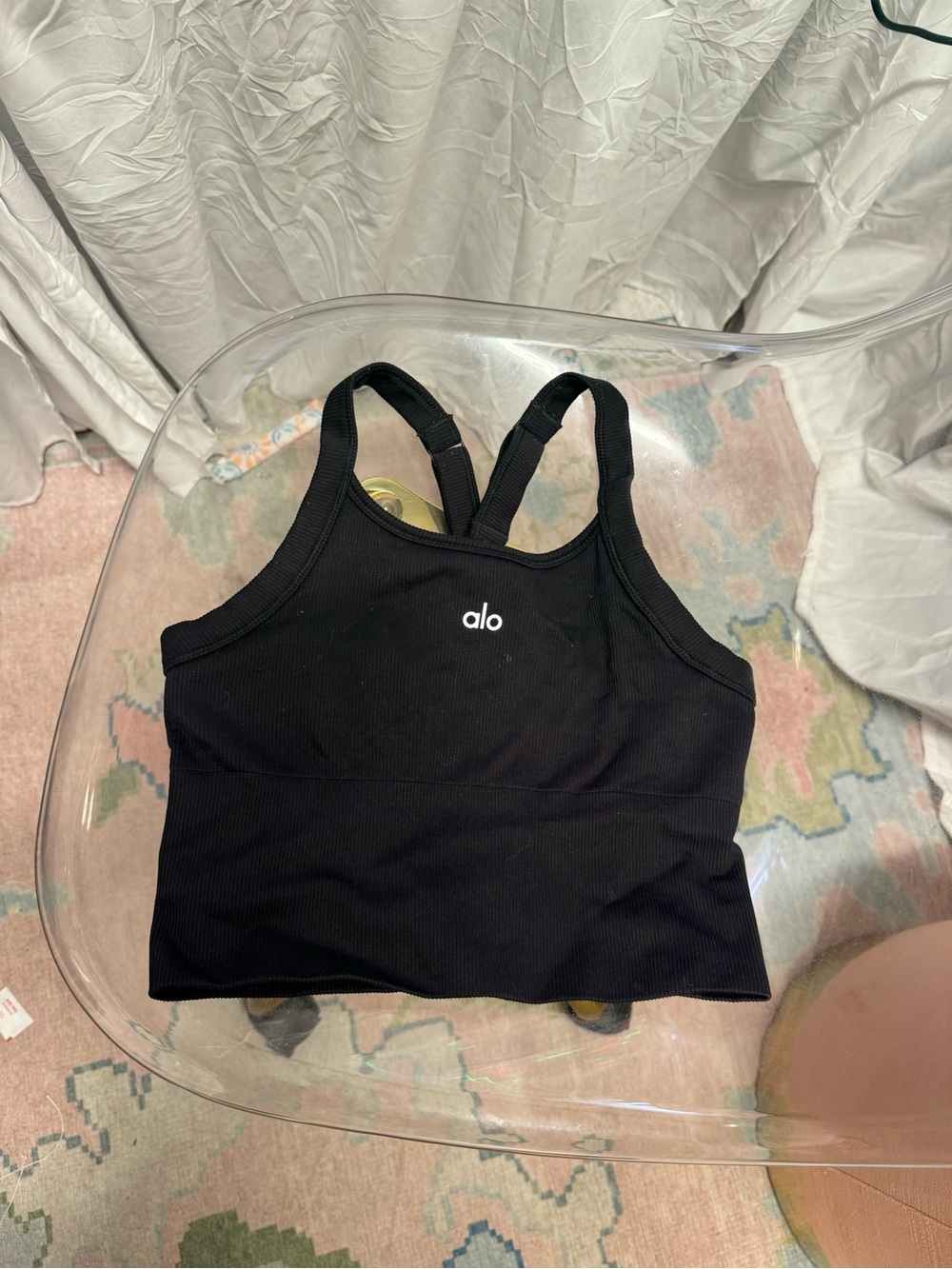 ALO Yoga Black Ribbed Tank Top